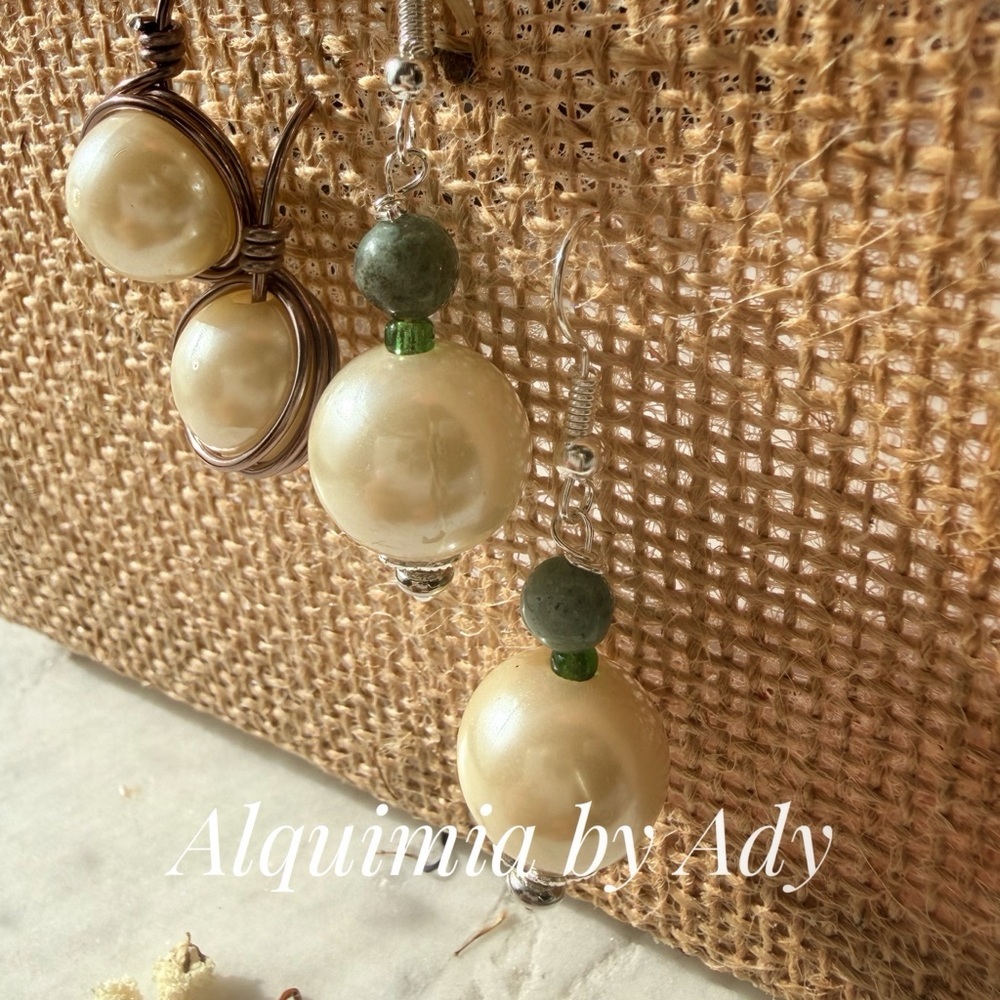 DUO • Pearl and Jade Earrings • GRANDMACORE